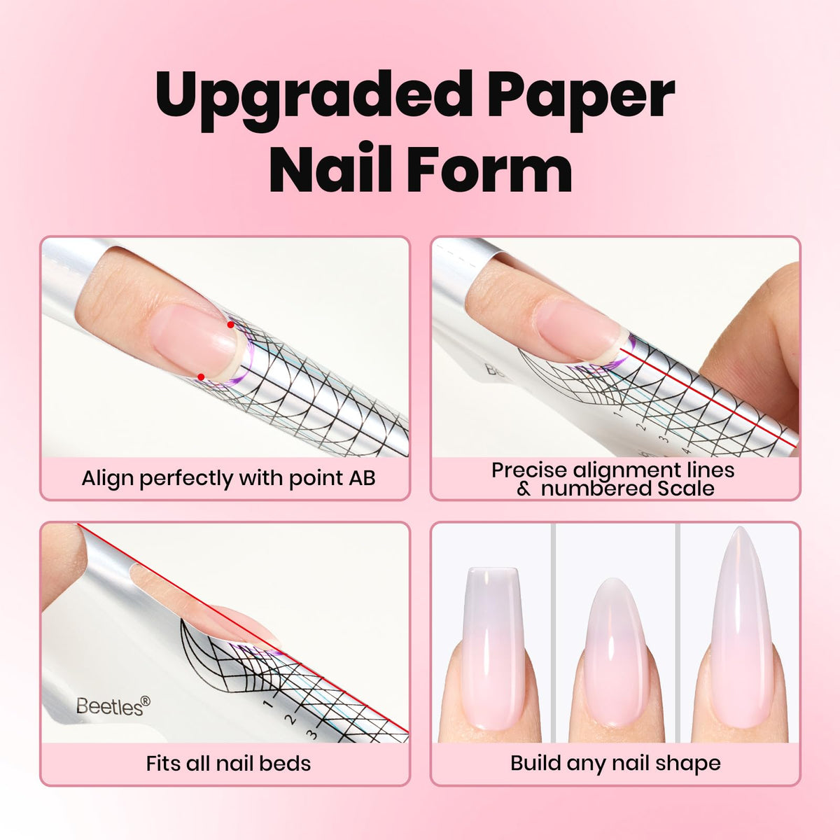 Beetles Builder Gel for Nails, 3 Colors 9 in 1 Clear Nude Pink Hard Gel