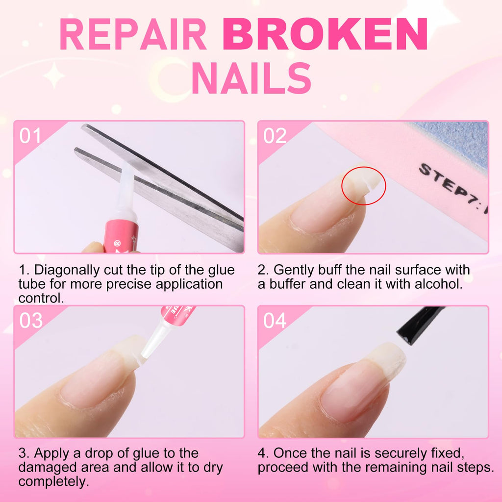 MEKK Nail Glue,Nail Glue for Press Ons & Acrylic Nail Tips,Pro-Strong Adhes