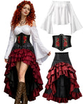 Women's Renaissance Pirate Wench Costume with Corset, Skirt & Blouse