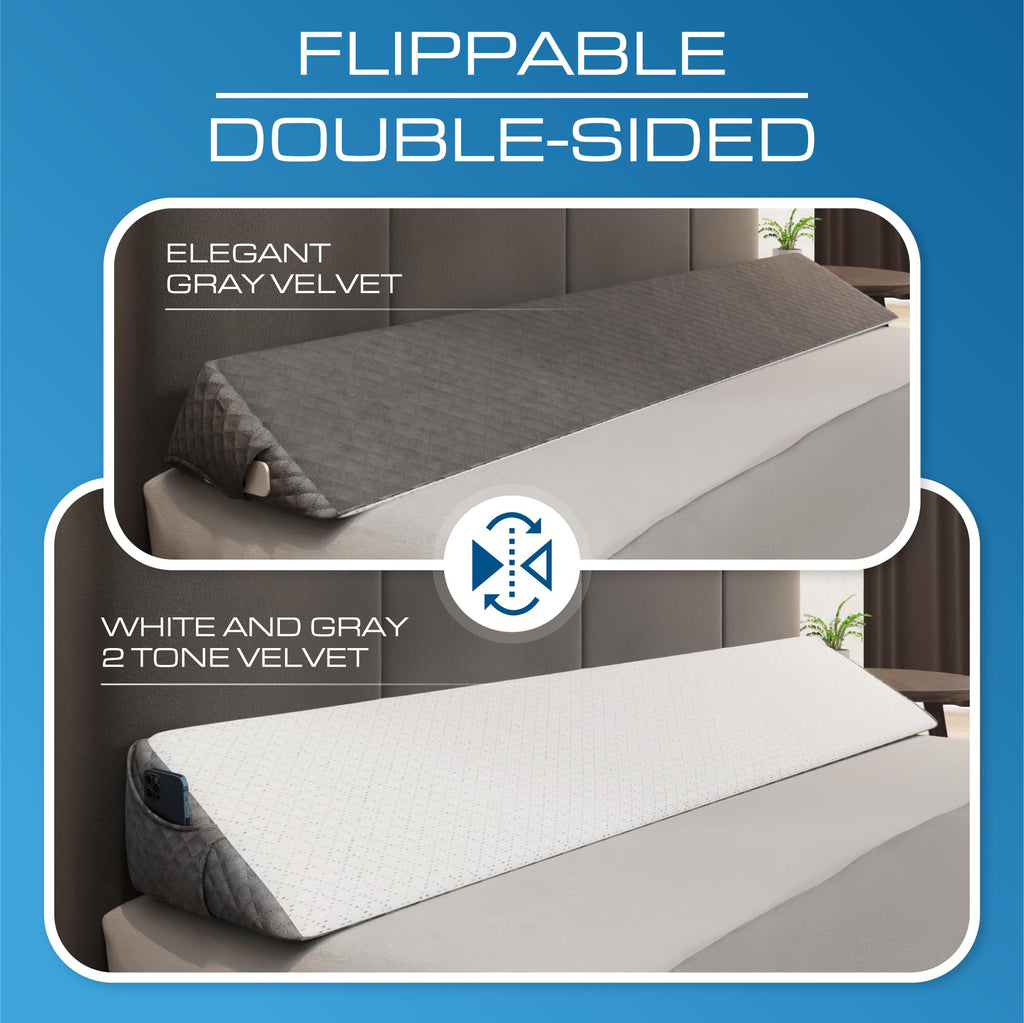 Kolbs Bed Wedge Pillow for Sleep Apnea, FSA Eligible Acid Reflux, and Back Pain Relief, with Chic Jacquard Cover - Headboard Wedges for Sleeping (King Headboard Wedge Pillow - 76")