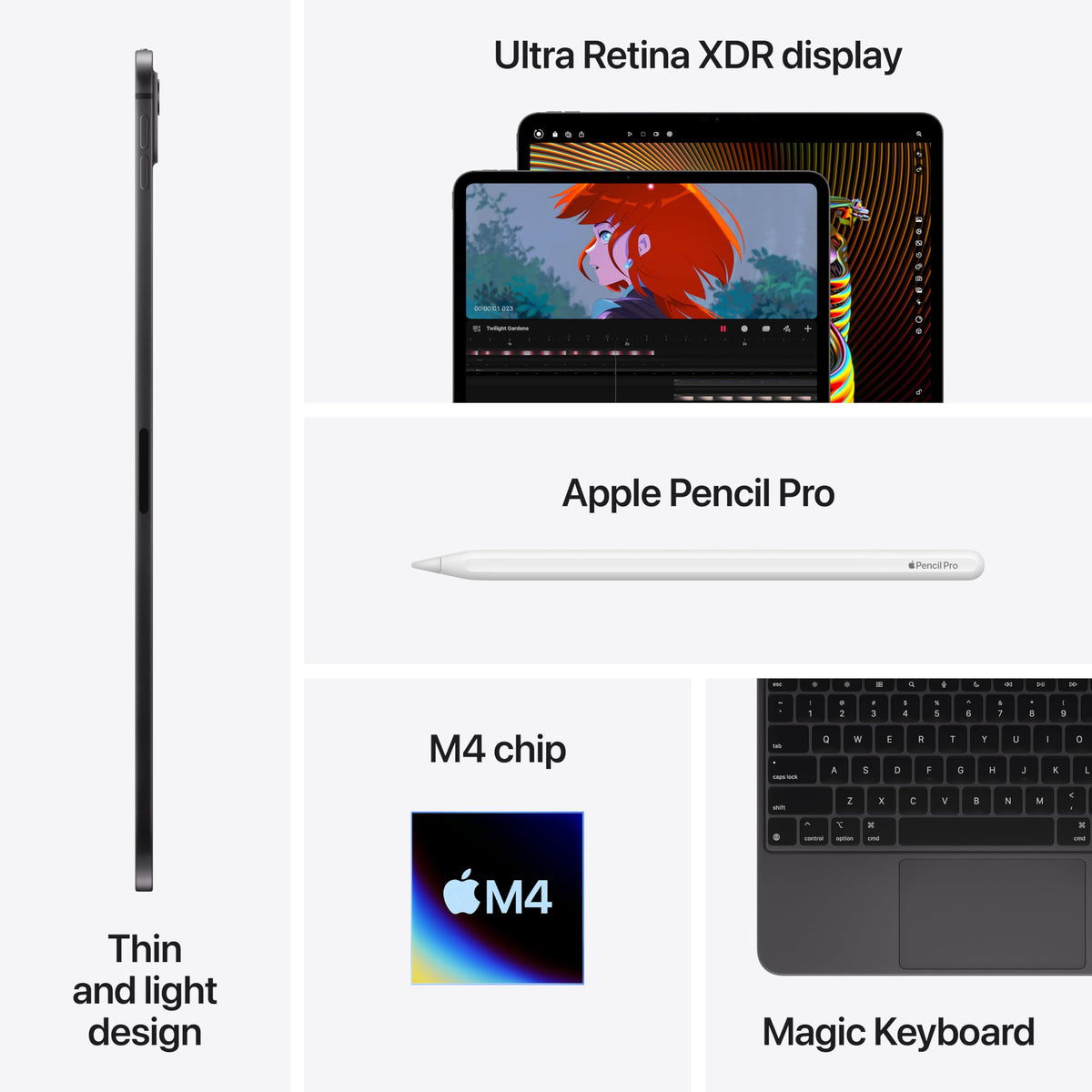 Apple iPad Pro 13-Inch (M4): Built for Apple Intelligence, Ultra Retina XDR Display, 1TB, 12MP Front/Back Camera, LiDAR Scanner, Wi-Fi 6E, Face ID, All-Day Battery Life — Silver
