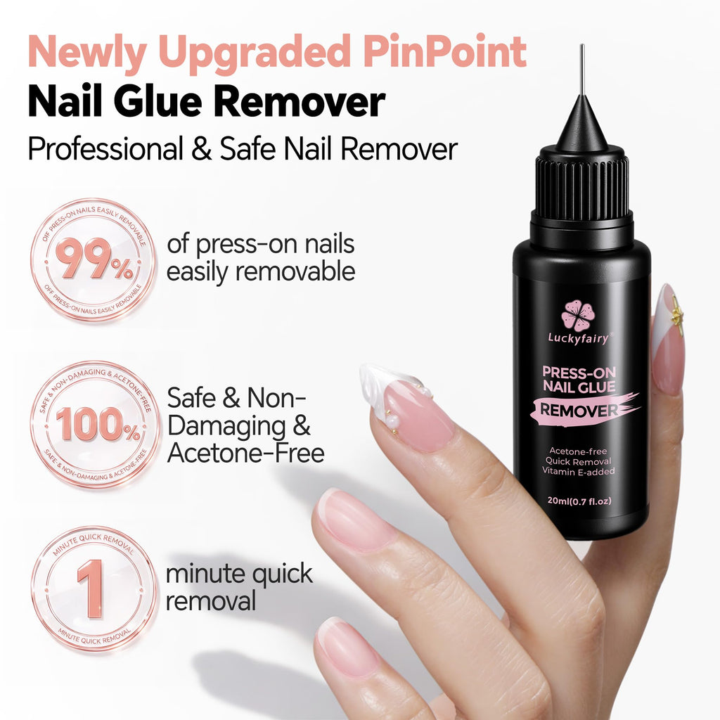 Luckyfairy Nail Glue Remover 20ml*2pcs for Press Ons Pinpoint