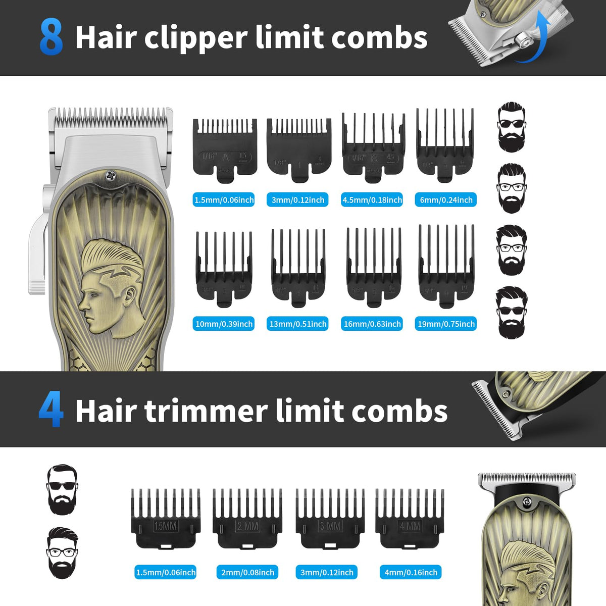 HIENA PRO Professional Hair Clippers for Men Clippers and Trimmer Set