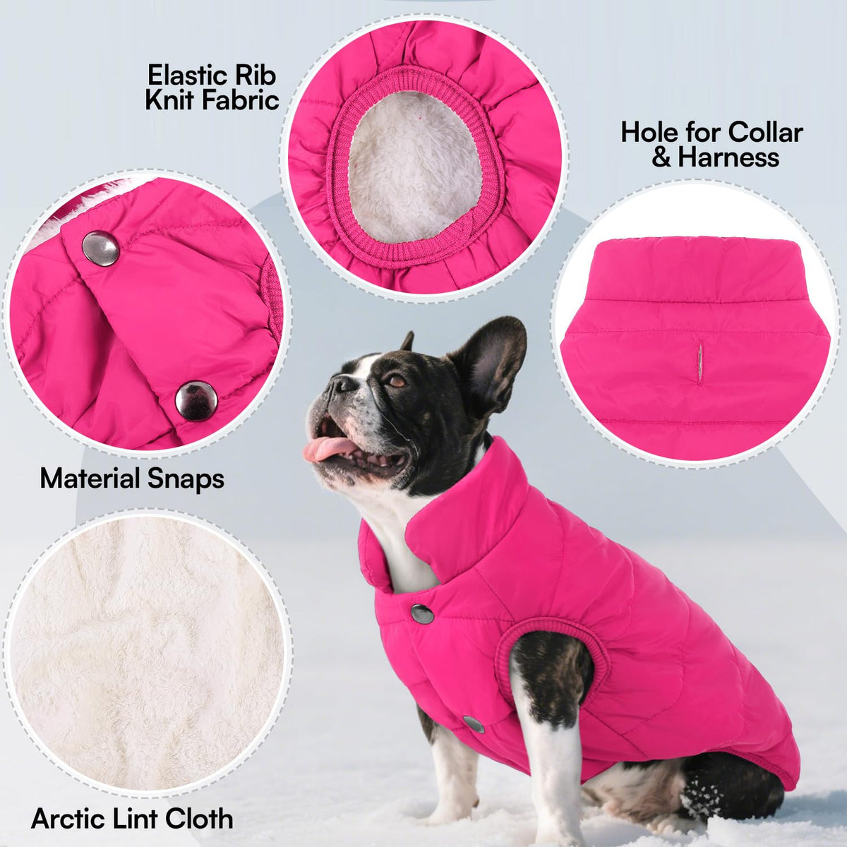 ASENKU Dog Winter Coat Dog Fleece Puffer Jacket for Small Medium Large Dogs