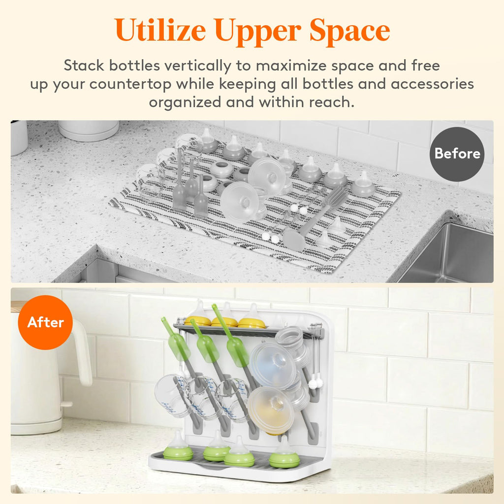 Lifewit 10-Hooks Baby Bottle Drying Rack for Countertop, BPA Free