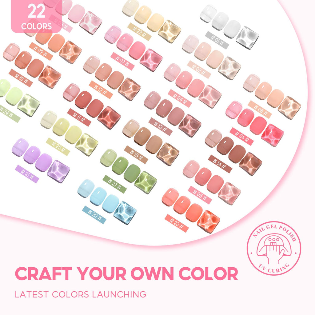 COSCELIA Jelly Gel Nail Polish 22 Colors with 3PCS Base Top Coat Translucent Pastel Nude Pink Green U V Gel Polish Soak Off Nail Gel Kit for Salon Home Nail Art
