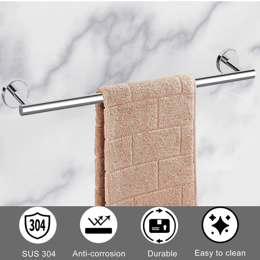 Cilee 8 Piece Polished Chrome Bathroom Hardware Set, 24inch Towel Bar Set