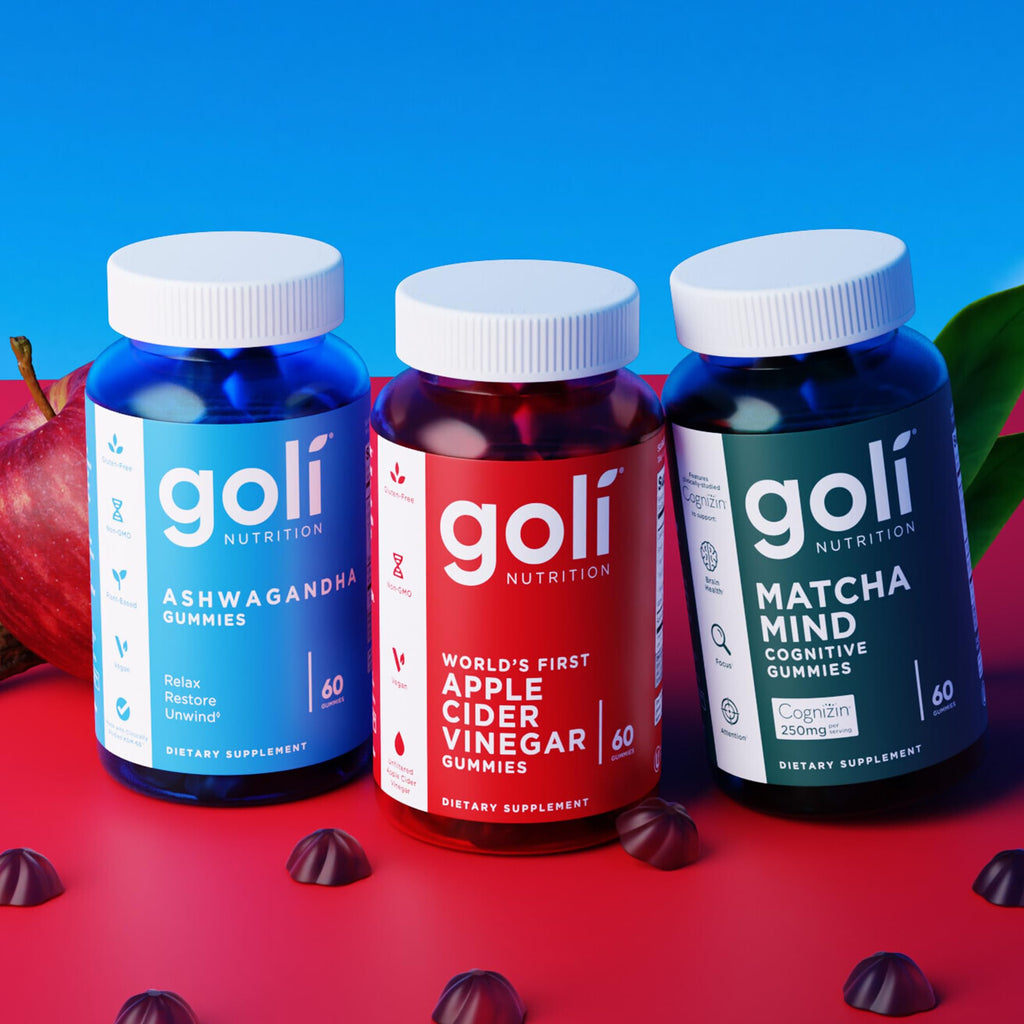 Goli Ashwagandha & Vitamin D Gummy - 180 Count - Mixed Berry, KSM-66, Vegan, Plant Based, Non-GMO, Gluten-Free & Gelatin Free Relax. Restore. Unwind, Pack of 3
