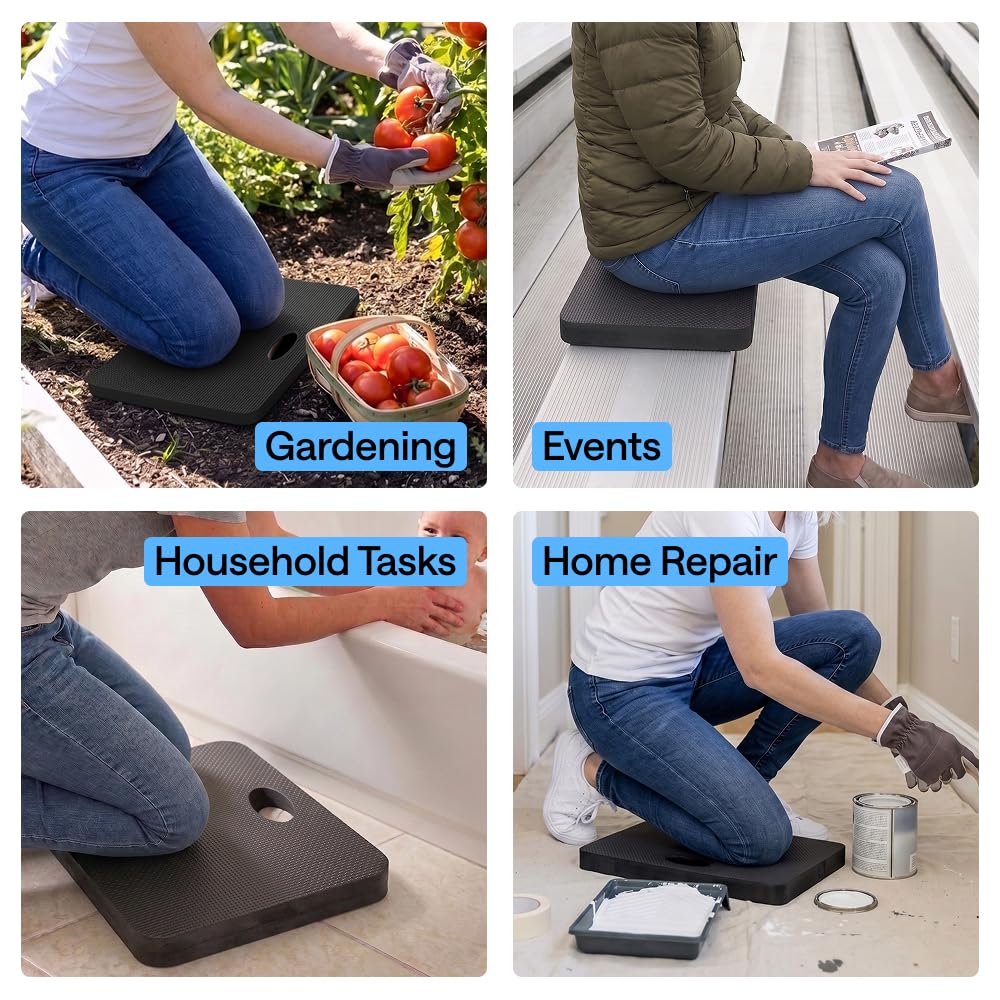 GORILLA GRIP® Extra Thick Foam Kneeling Pad for Gardening, 17.5x11 Black