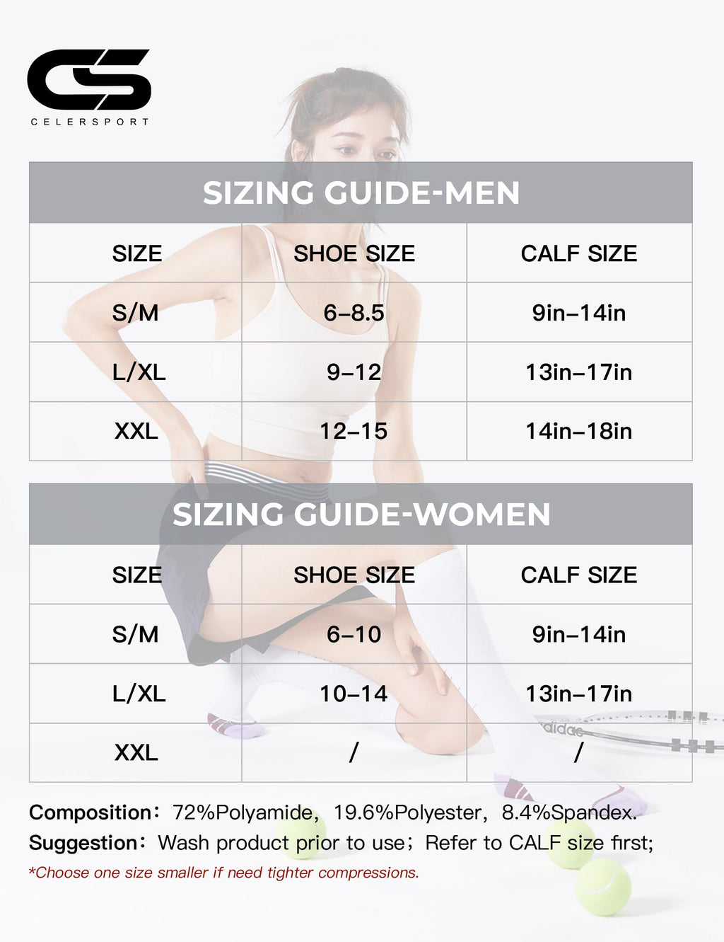 CS CELERSPORT 3 Pairs Compression Socks Men & Women 20-30mmHg for Flying