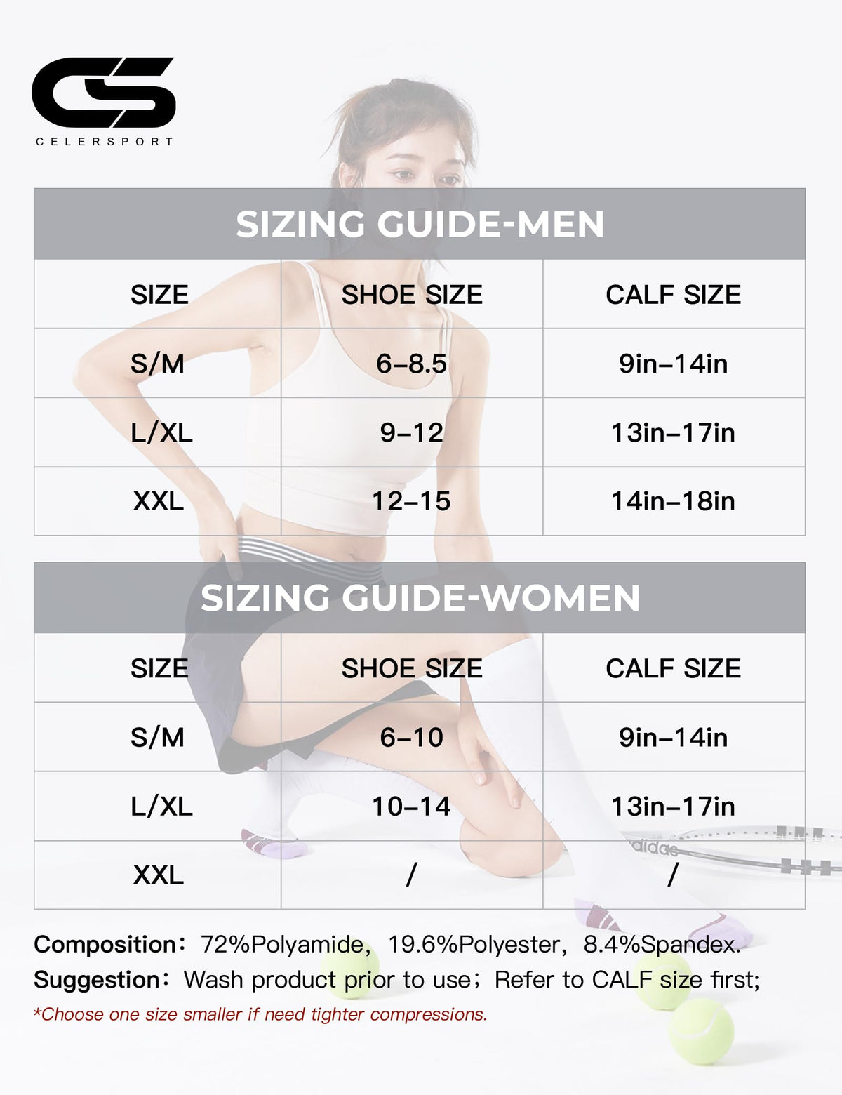 CS CELERSPORT 3 Pairs Compression Socks Men & Women 20-30mmHg for Flying