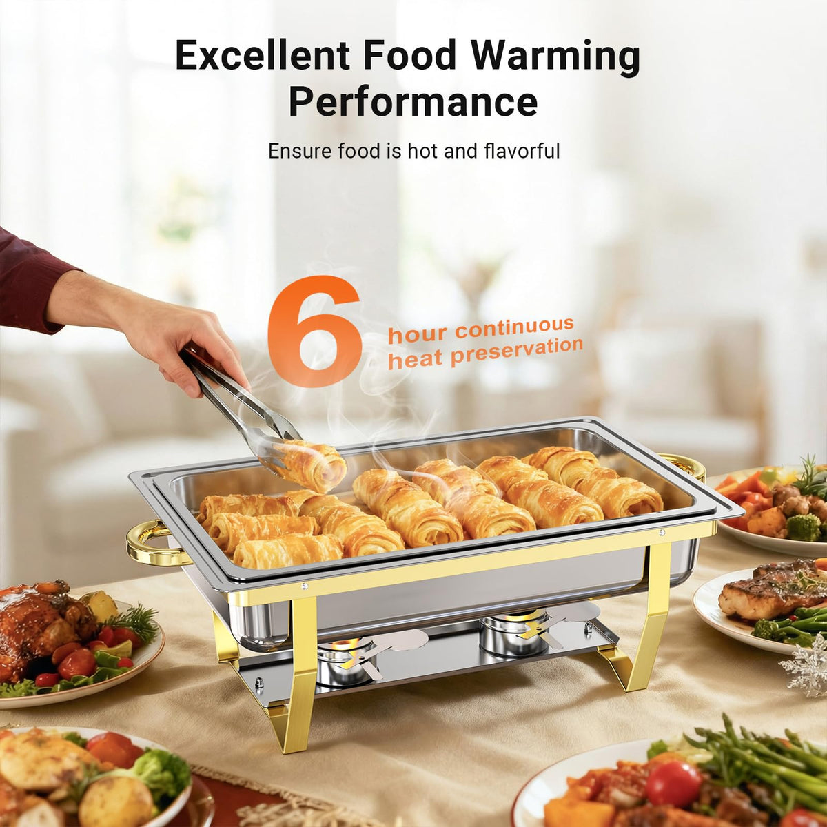 Chafing Dishes for Buffet 4 Pack, High Grade Chafing Dish Buffet Set, Stainless Steel Food Warmers with Stackable Design for Parties, Catering Supplies, Banquets, and Weddings, 4 Full Size Pans