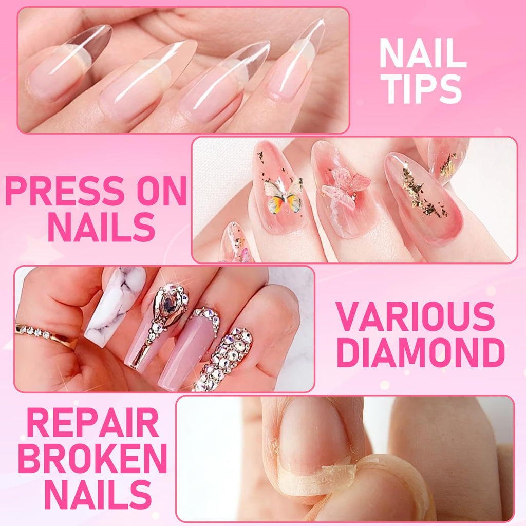 MEKK Nail Glue,Nail Glue for Press Ons & Acrylic Nail Tips,Pro-Strong Adhes