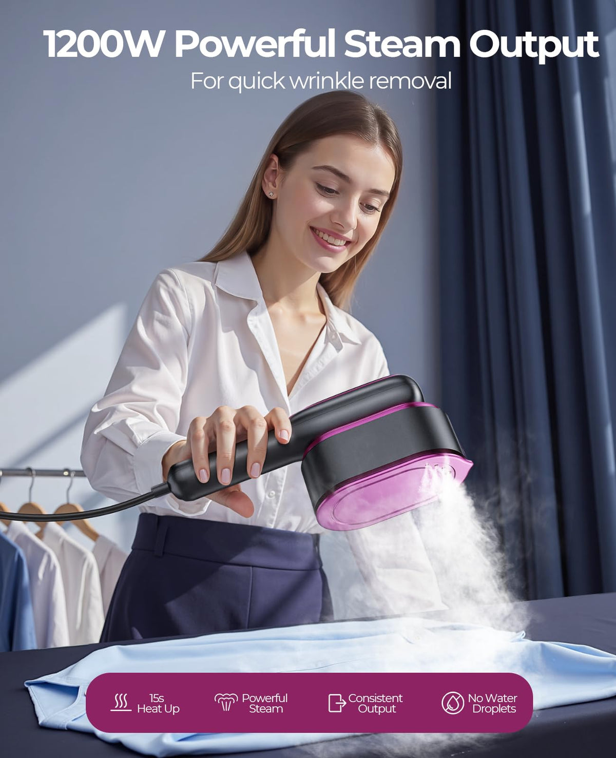 YOZLNFO Travel Steamer for Clothes, Portable Handheld Garment Iron 110V