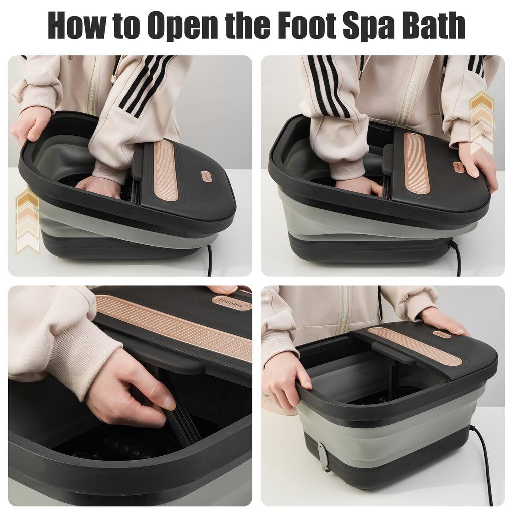 FOFOJÔY Collapsible Foot Spa Bath with Massager and Heat and Bubble Jets, Temperature Control, Remote Control, Pumice Stone, Pedicure Foot Spa for Relaxation Gift for Women Man
