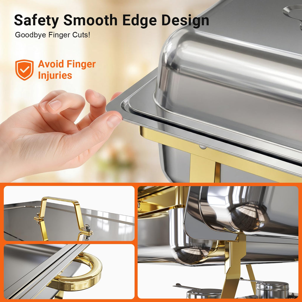 Chafing Dishes for Buffet 4 Pack, High Grade Chafing Dish Buffet Set, Stainless Steel Food Warmers with Stackable Design for Parties, Catering Supplies, Banquets, and Weddings, 4 Full Size Pans