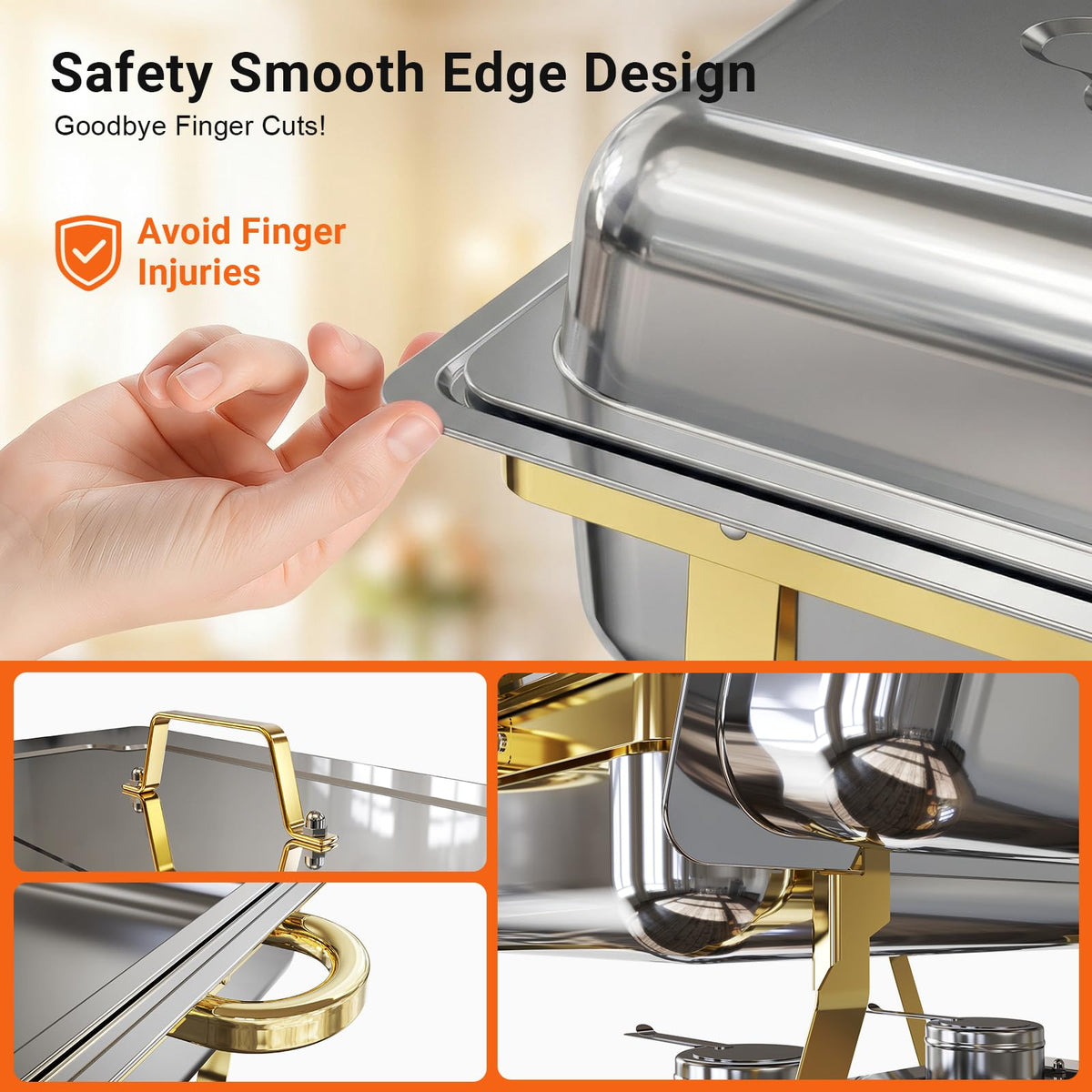 Chafing Dishes for Buffet 4 Pack, High Grade Chafing Dish Buffet Set, Stainless Steel Food Warmers with Stackable Design for Parties, Catering Supplies, Banquets, and Weddings, 4 Full Size Pans