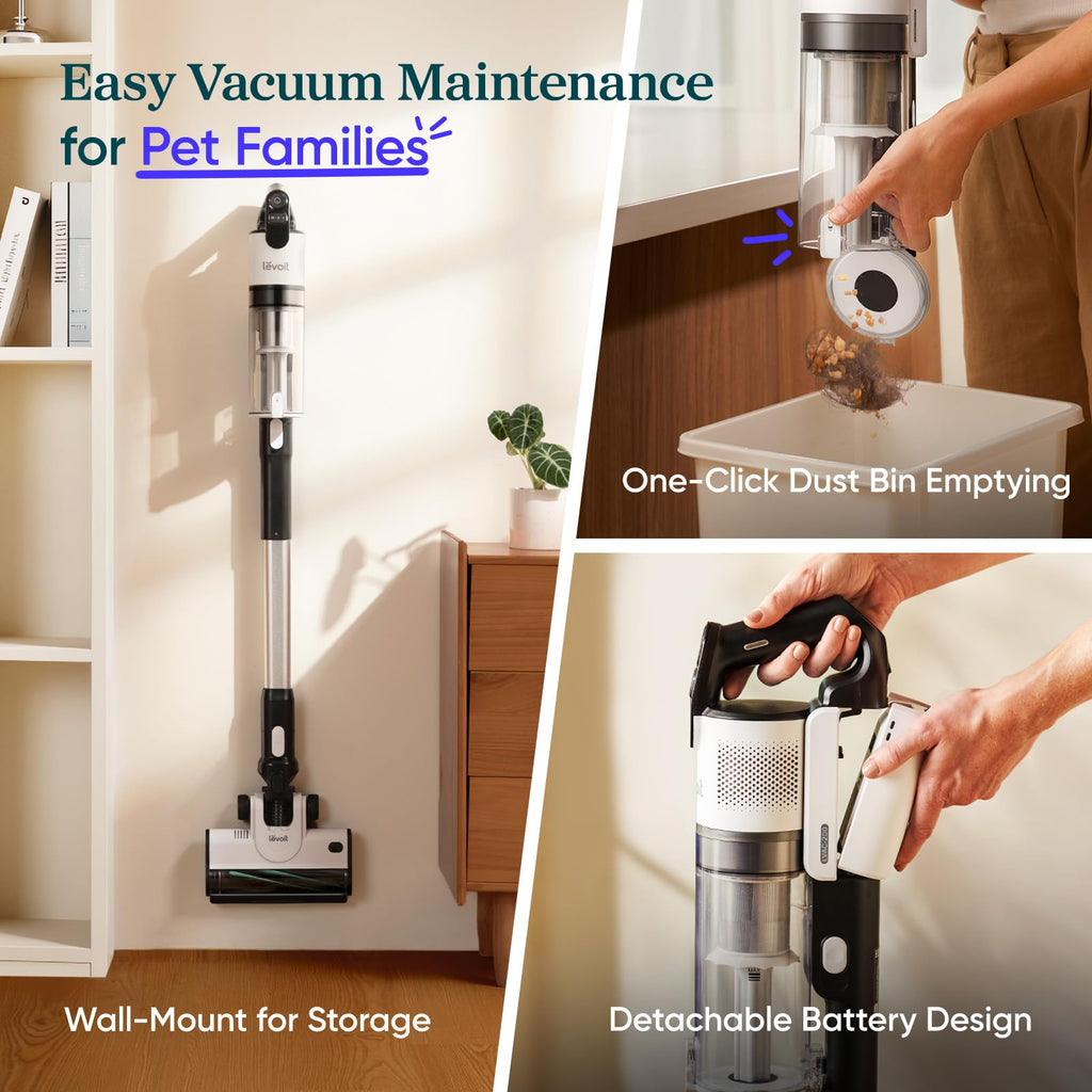 Levoit Cordless Vacuum Cleaner, Anti-Tangle for Pet Hair, Up to 50 Minutes