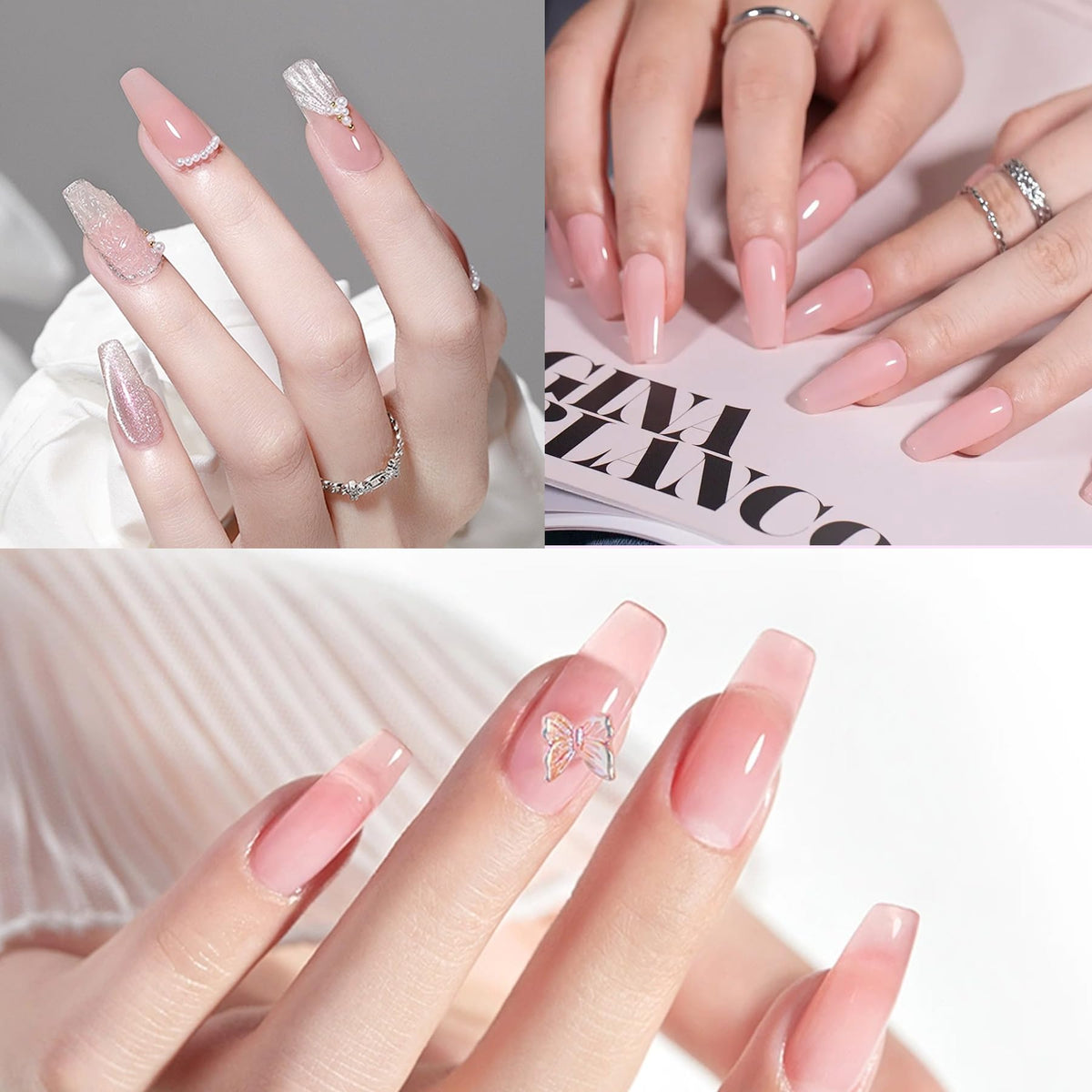 Creaglam Acrylic Powder 3Pcs 28g Cover Pink for Nail Art French Extension