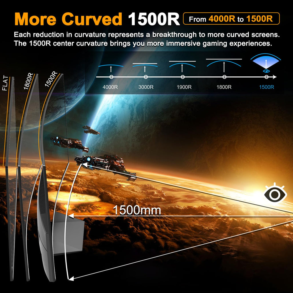 SANSUI 24 Inch Curved Gaming Monitor up to 160Hz MPRT 1ms Computer Monitor