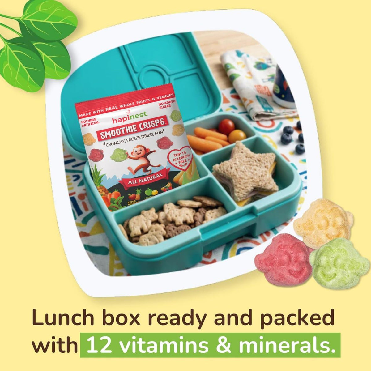 Hapinest Smoothie Crisps Healthy Snacks for Kids, 3 Flavors, 12ct