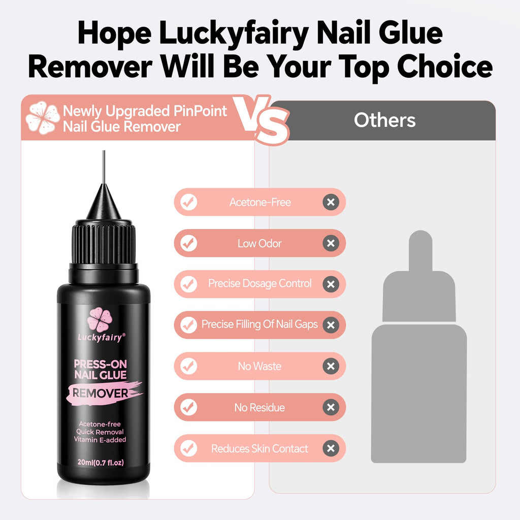 Luckyfairy Nail Glue Remover 20ml*2pcs for Press Ons Pinpoint