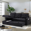 Firscook 78.75" Sleeper Sofa Couch,Modern L-Shaped Couches, Pull Out Couch with USB Ports&Side Pocket,Sleeper Sectional Sofa for Living Room Apartment,Chenille,Black