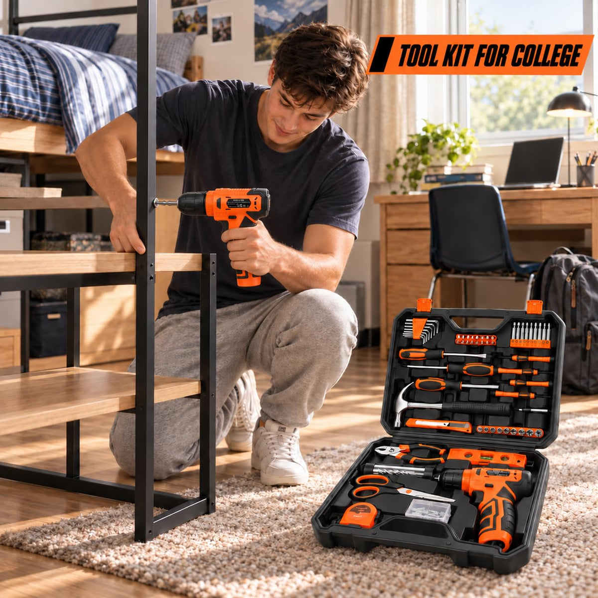 Thatool 139-Piece Home Tool Kit with 8V Cordless Drill and Storage Case
