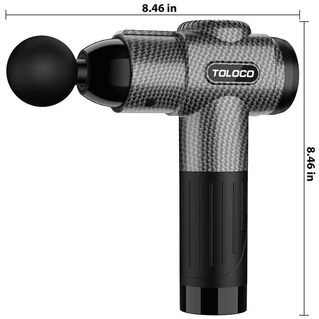 TOLOCO Massage Gun, Deep Tissue Back Massage for Athletes for Pain Relief, Percussion Massager with 10 Massages Heads & Silent Brushless Motor, Fathers Day Dad Gifts, Carbon