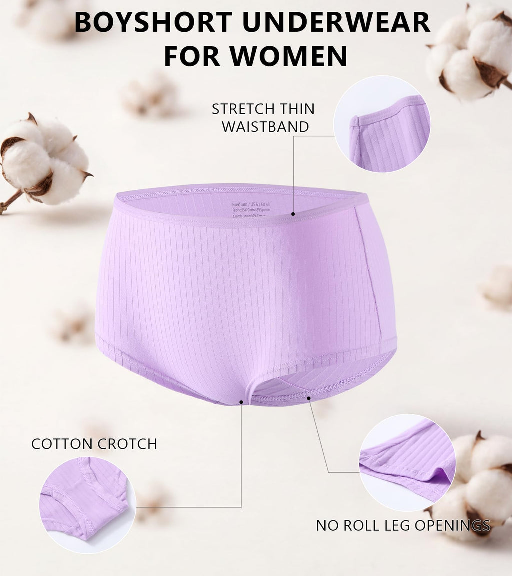 SIONCY 9 Pack Boy Shorts Underwear for Women Cotton Boxer Briefs, L