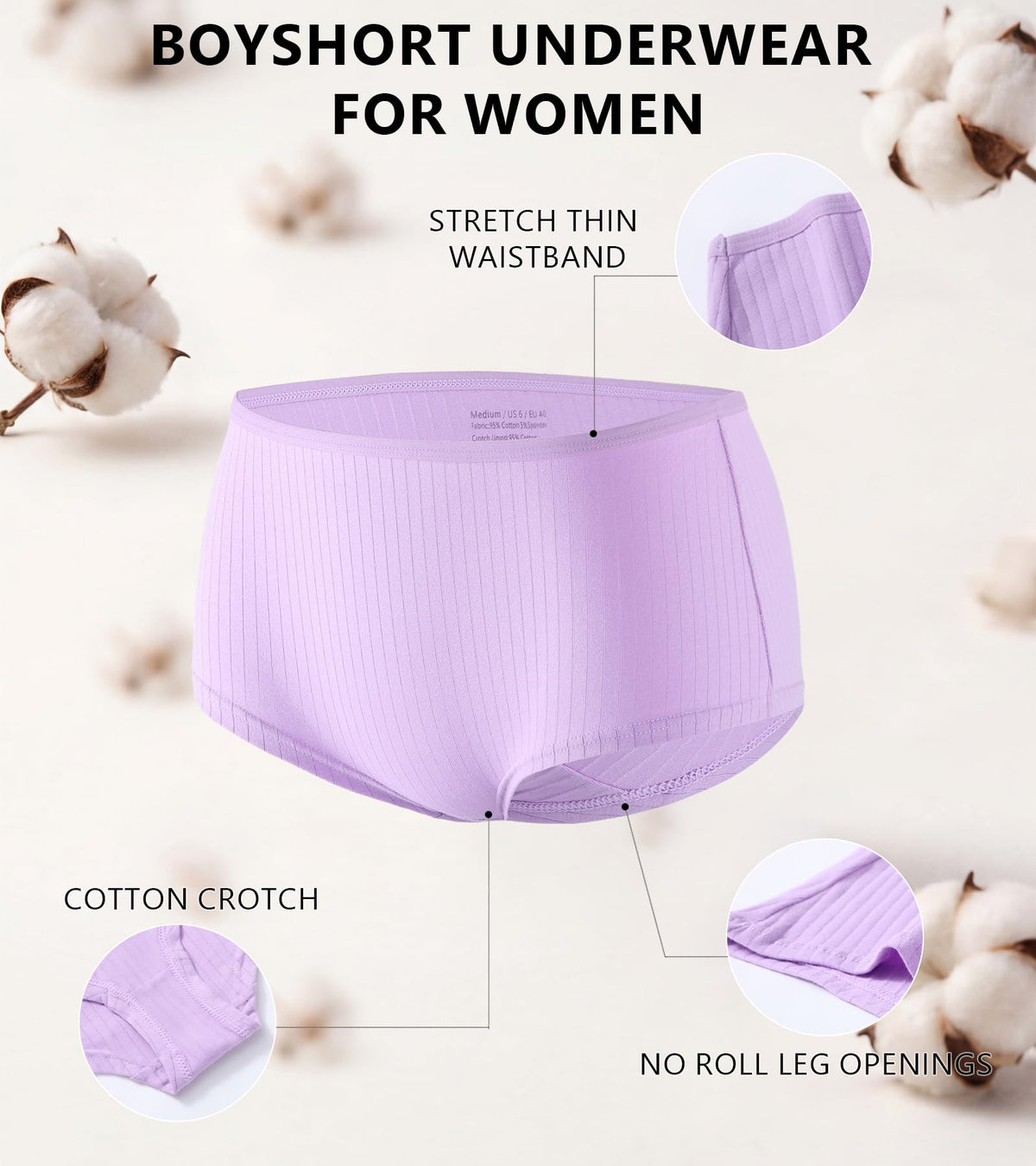 SIONCY 9 Pack Boy Shorts Underwear for Women Cotton Boxer Briefs, L