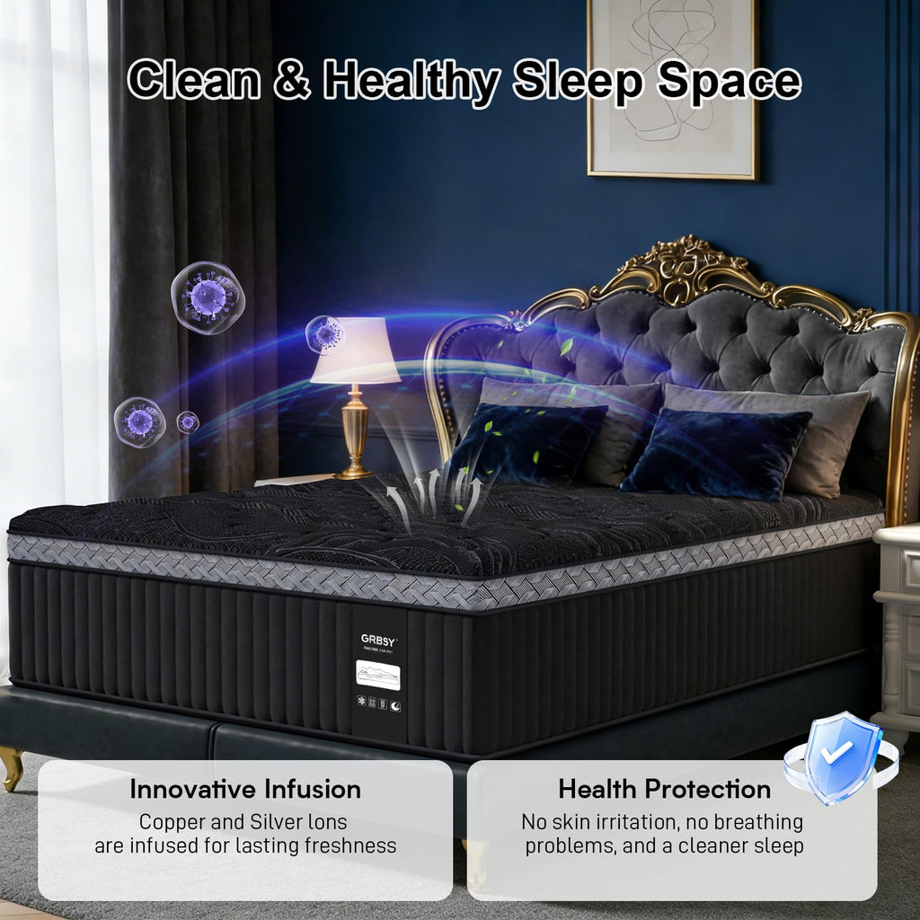 16 Inch King Size Mattress, Upgraded Luxury Hybrid King Mattress In A Box with 7-Zone Support for Cool Night & Pressure Relief, Motion Isolation, Designed in the USA, 365-Night Trial, Medium Firm