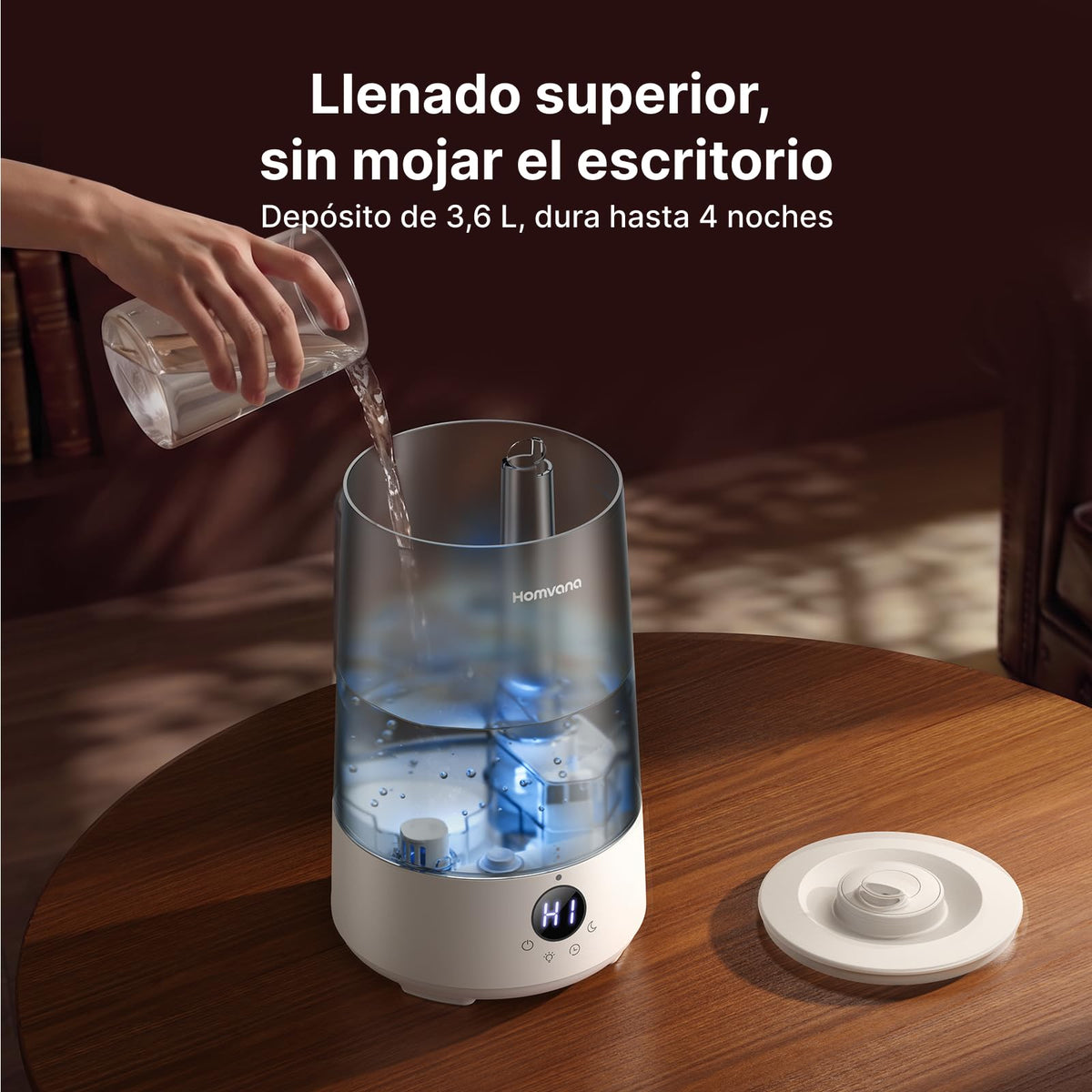 Homvana Top-Fill Humidificador Bebes Mocosy Tos, Cool Mist(3.6L,Gris)