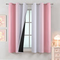Pink and Greyish White Ombre Blackout Curtains for Kids Bedroom 42x63 Inch