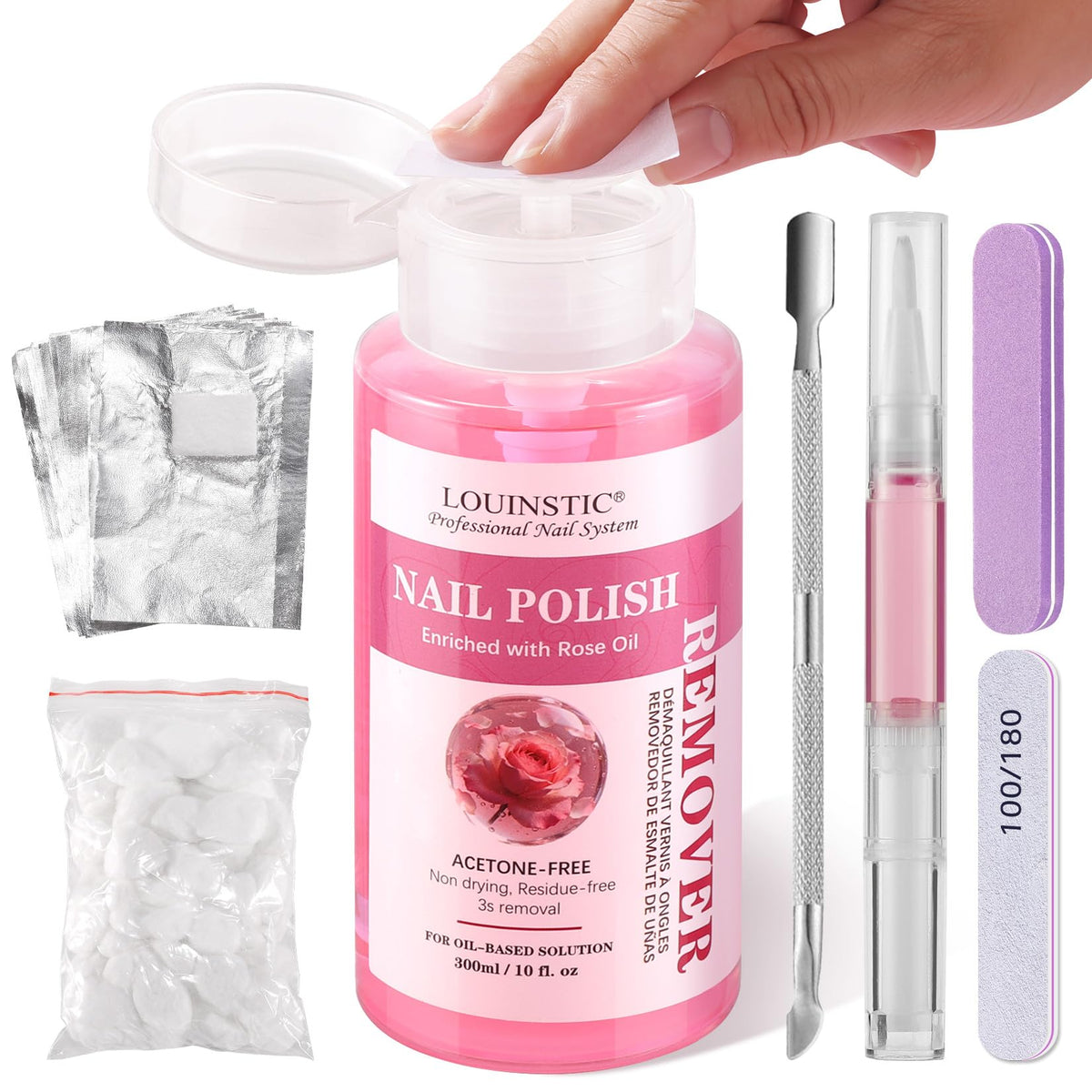 Nail Polish Remover: Pump Bottle, Non-Acetone, Quickly Remove Nail Polish