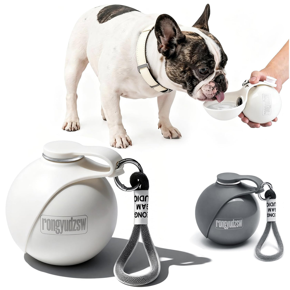2-in-1 Portable Dog Water Bottle with Bowl, 285 ml, Leak-Proof Stainless Steel Dog Travel Water Bottle with Silicone Foldable Bowl, Suitable for Small Dogs on Walks and Outdoor Hikes