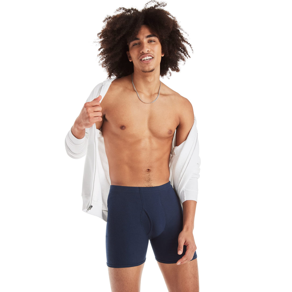 Hanes Men's Tagless Boxer Briefs with Fabric-Covered Waistband - Multiple Packs Available