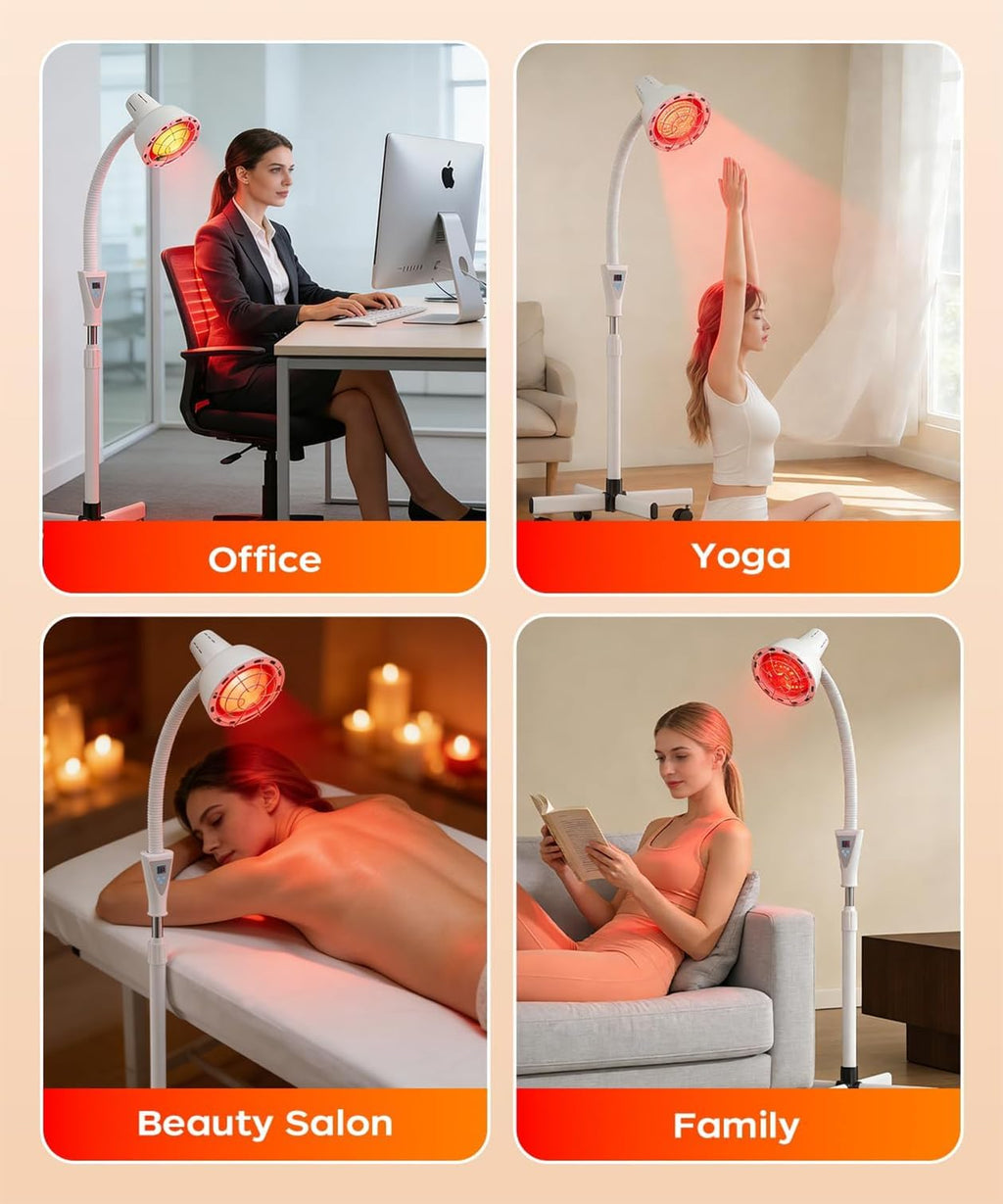 275W Infrared Light Therapy Lamp - Red Near Infrared Heat Lamp for Joint Muscle Pain, Adjustable Standing Lamp Head with Freely Adjustable Temperature