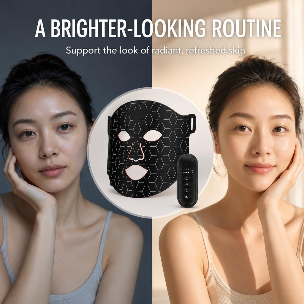 shalaker Red Light Therapy Face Mask, 7 Colors LED with 850NM NIR, Photon Skin Rejuvenation, Bendable and Portable, 240 LEDs
