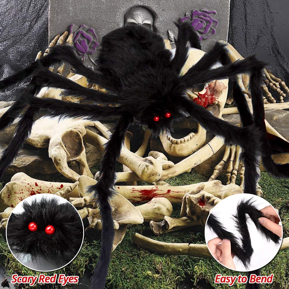 OCATO 200" Halloween Decorations Spider Web Outdoor +59" Giant Spider Décor