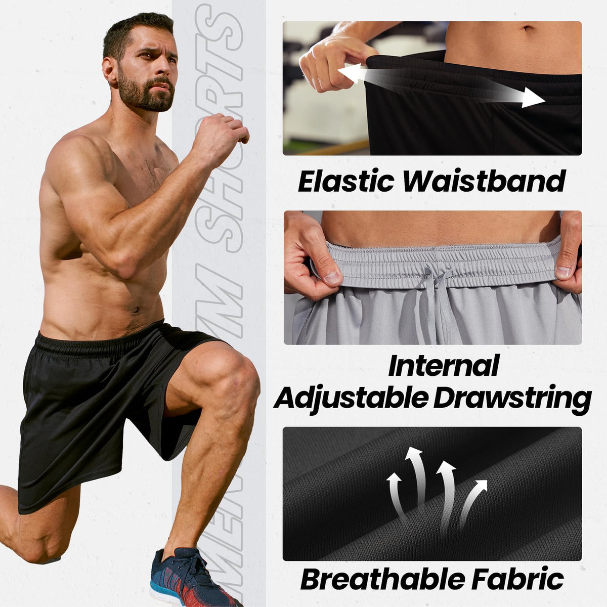 BALENNZ Mens Athletic Shorts with Pockets Quick Dry Workout Shorts Men5AXL