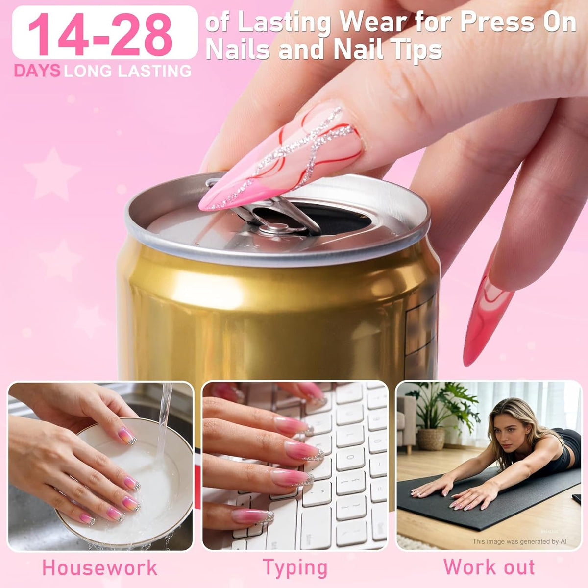 MEKK Nail Glue,Nail Glue for Press Ons & Acrylic Nail Tips,Pro-Strong Adhes