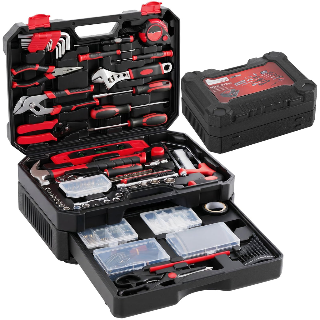 DUMOS 330-Piece Complete Homeowners Tool Box Set,Small Tool Kit for Home