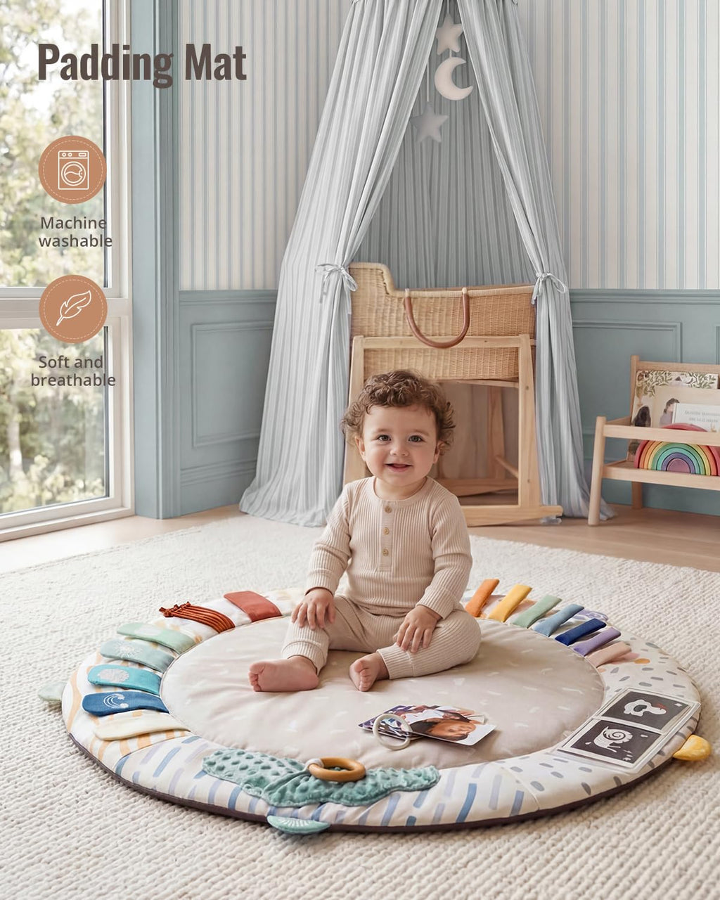 Blissful Diary Baby Play Gym, 5 Development Zones Activity Tummy Time Mat