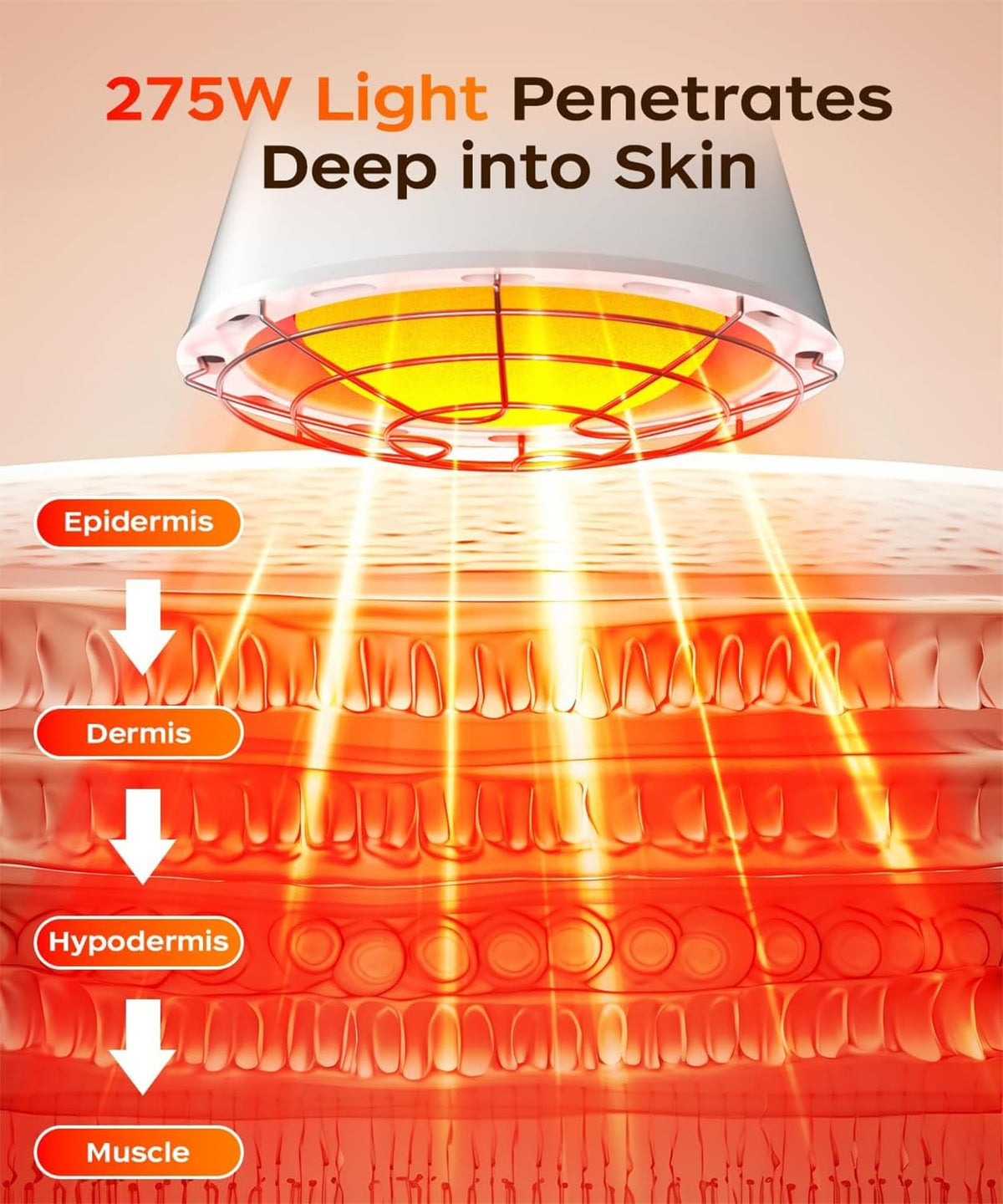 275W Infrared Light Therapy Lamp - Red Near Infrared Heat Lamp for Joint Muscle Pain, Adjustable Standing Lamp Head with Freely Adjustable Temperature