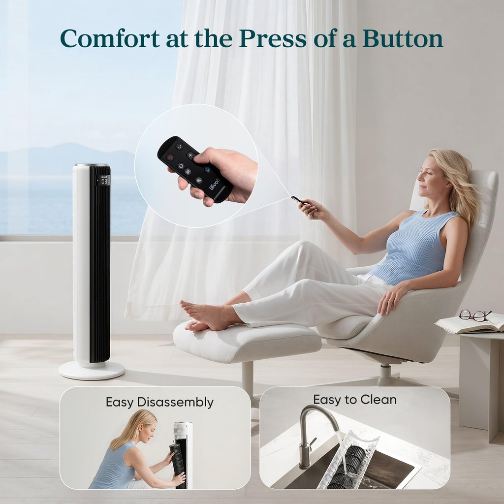 Levoit Tower Fan for Bedroom, 28ft/s Fans that Blow Cold Air, 28dB Quiet