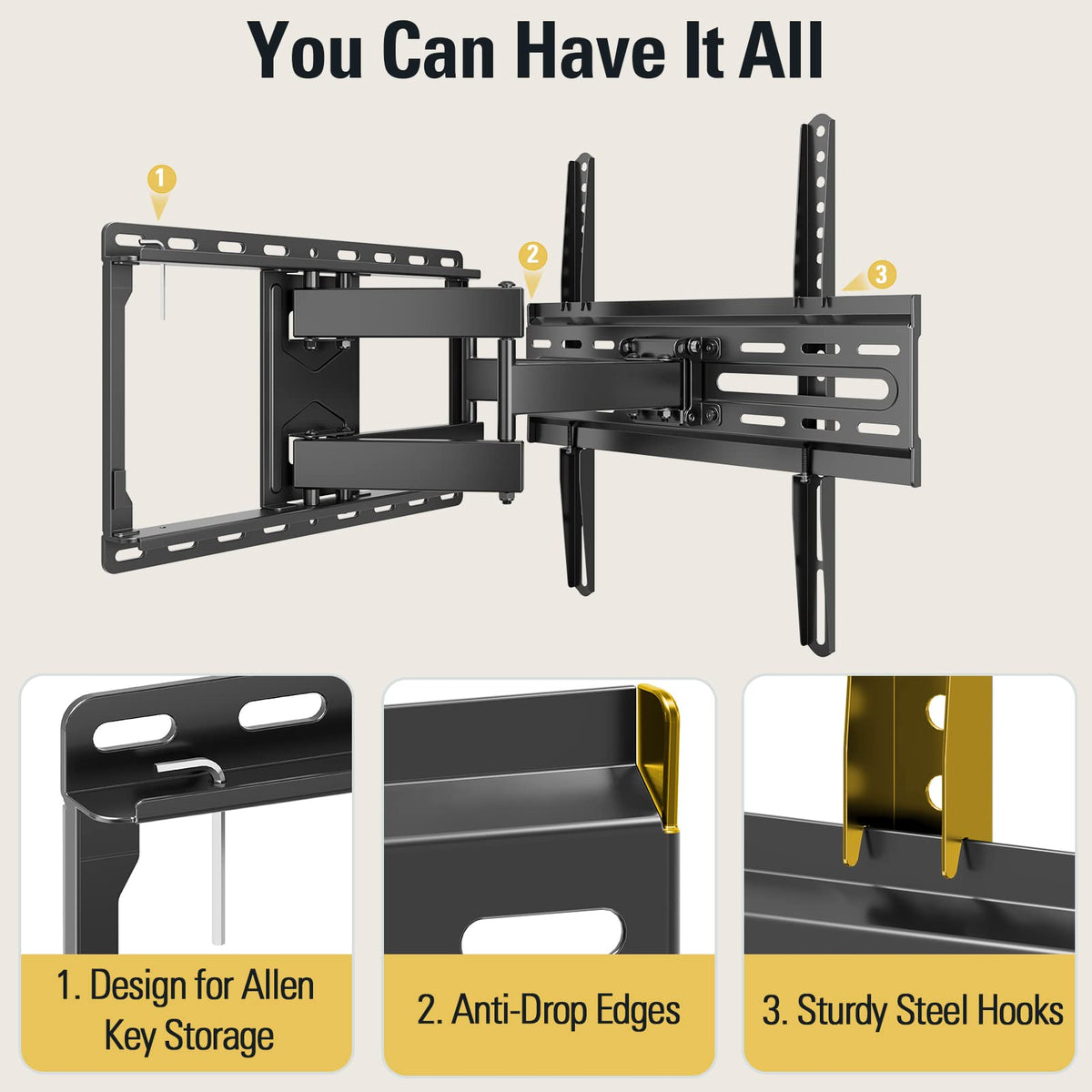 Mounting Dream Full Motion TV Wall Mount for 32-70 Inch TVs up to 110lbs