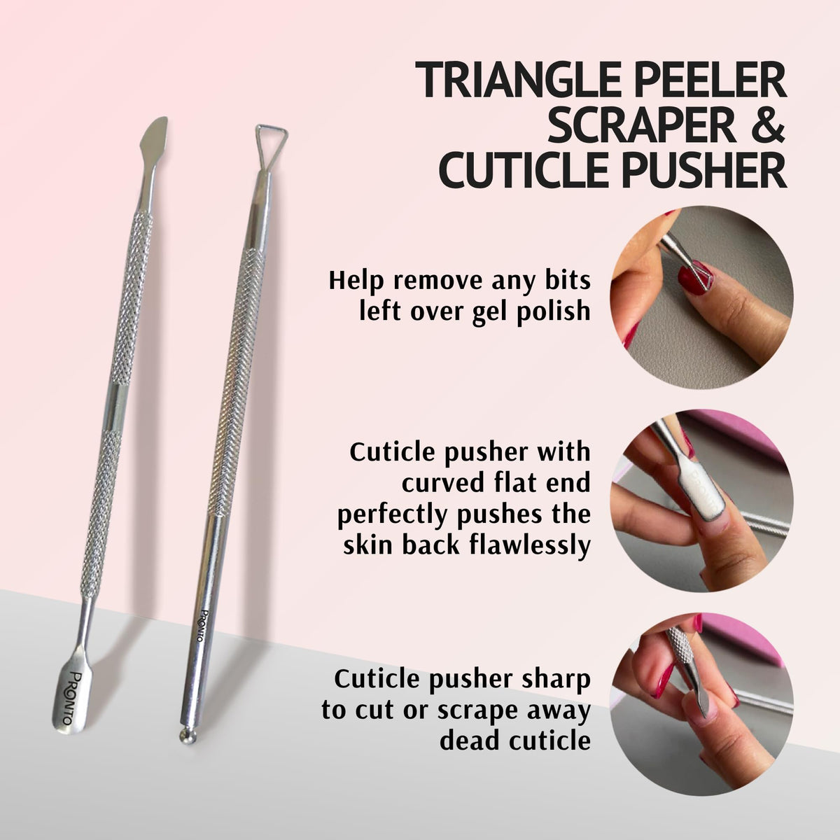 Pronto Gel Nail Polish Remover Kit – 8 Oz Pure Acetone 100 Percent, Nail File & Nail Polish Soak Off Bowl for Nail Care + Manicure Set with Nail Buffer Block, Cuticle Pusher & Nail scraper