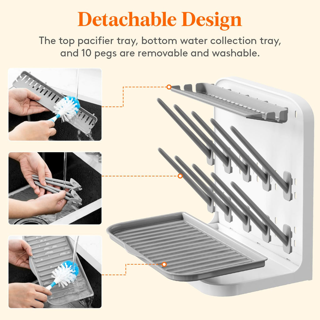 Lifewit 10-Hooks Baby Bottle Drying Rack for Countertop, BPA Free