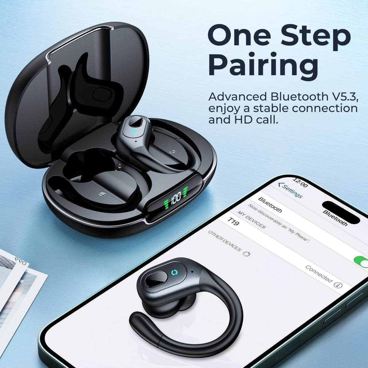 occiam Active Noise Cancelling Earbuds Wireless Bluetooth Headphones